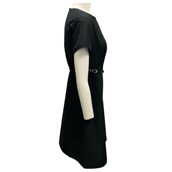 GIVENCHY BLACK VOYOU SHORT SLEEVED MIDI DRESS WITH BELT - Picture 2 of 5